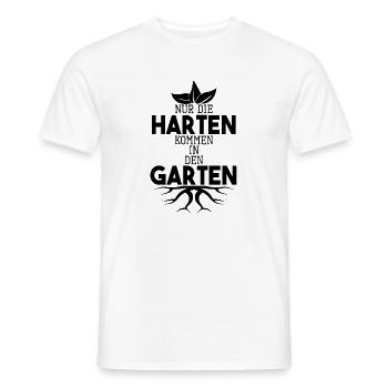 Garten Sprüche Nur die Harten kommen in den Garten - Männer T-Shirt - Weiß - Vorne - AI Model Male 178 dark (178cm)