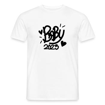 Bébé 2023 Grossesse enceinte - T-shirt homme - blanc - Devant - AI Model Male 178 dark (178cm)