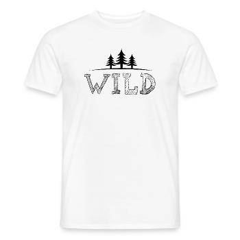 Icône de symbole de forêt extérieure Wild Survival Bushcraft - T-shirt homme - blanc - Devant - AI Model Male 178 dark (178cm)