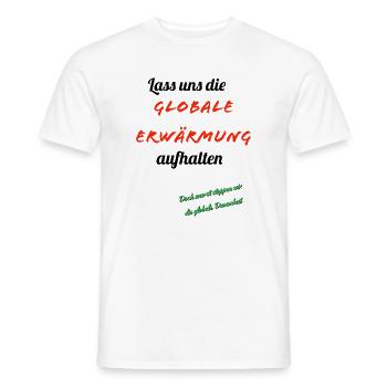 Global warming with humor - Men's T-Shirt - white - Front - AI Model Male 178 dark (178cm)