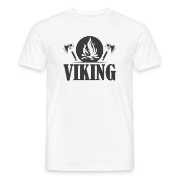 viking wikinger Symbol Axt Symbol Feuer Grafik - Männer T-Shirt - Weiß - Vorne - AI Model Male 178 dark (178cm)