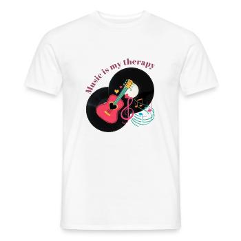 Music is my therapy - Music Lover Gift Idea - Männer T-Shirt - Weiß - Vorne - AI Model Male 178 dark (178cm)