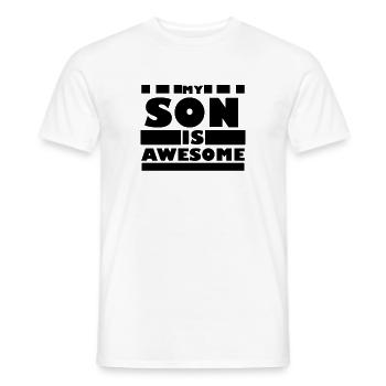 Mein Sohn Spruch für den Vater lustig - Männer T-Shirt - Weiß - Vorne - AI Model Male 178 dark (178cm)