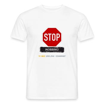 ! STOP MOBBING ! - Männer T-Shirt - Weiß - Vorne - AI Model Male 178 dark (178cm)