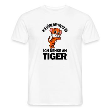 Tiger Spruch lustig - Ich denke an Tiger - Männer T-Shirt - Weiß - Vorne - AI Model Male 178 dark (178cm)