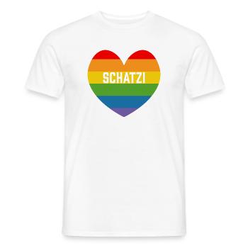 Regenbogenherz Schatzi LGBT lgbtqi queer - Männer T-Shirt - Weiß - Vorne - AI Model Male 178 dark (178cm)