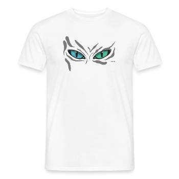 Vue sarcelles aux yeux de chat de nuit - T-shirt homme - blanc - Devant - AI Model Male 178 dark (178cm)