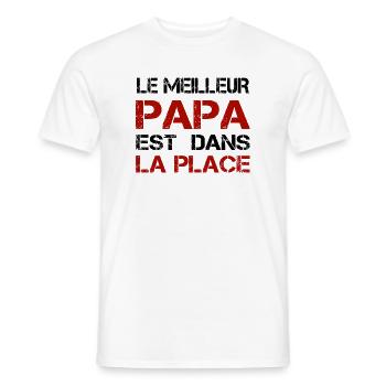 Papa La Place Distressed Rouge - T-shirt homme - blanc - Devant - AI Model Male 178 dark (178cm)