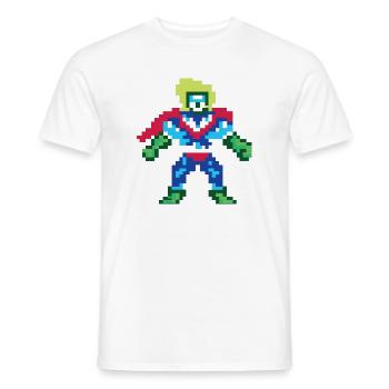 Pixel Art Superheld – Männlicher Held - Männer T-Shirt - Weiß - Vorne - AI Model Male 178 dark (178cm)