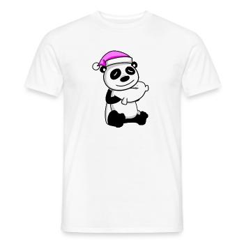 Panda with pillow and sleeping cap - Men's T-Shirt - white - Front - AI Model Male 178 dark (178cm)