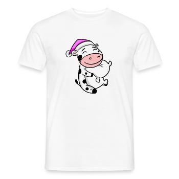 Cow with pillow and sleeping cap - Men's T-Shirt - white - Front - AI Model Male 178 dark (178cm)