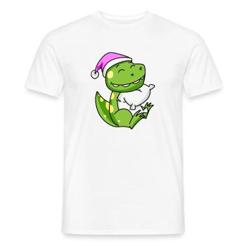 Dinosaure avec oreiller et bonnet de couchage - T-shirt homme - blanc - Devant - AI Model Male 178 dark (178cm)