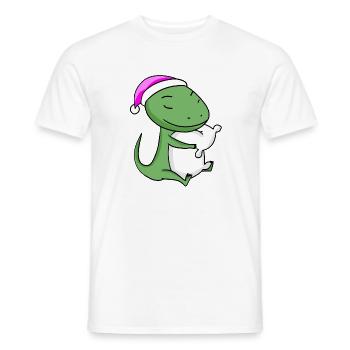 Lizard with pillow and sleeping cap - Men's T-Shirt - white - Front - AI Model Male 178 dark (178cm)