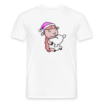 Sheep with pillow and sleeping cap - Men's T-Shirt - white - Front - AI Model Male 178 dark (178cm)