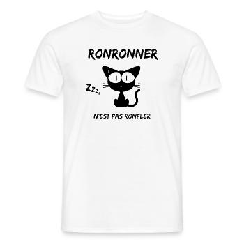Ronfleur chat cadeau homme ou femme ronflement - T-shirt homme - blanc - Devant - AI Model Male 178 dark (178cm)