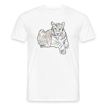 LIEGENDER TIGER - Männer T-Shirt - Weiß - Vorne - AI Model Male 178 dark (178cm)