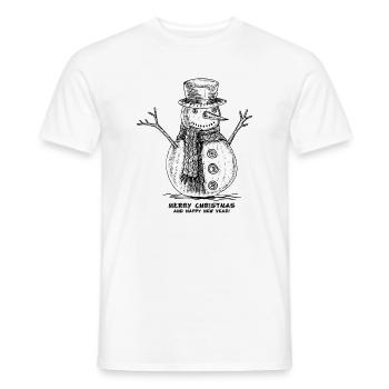 Schneemann Frohe Weihnachten - Männer T-Shirt - Weiß - Vorne - AI Model Male 178 dark (178cm)