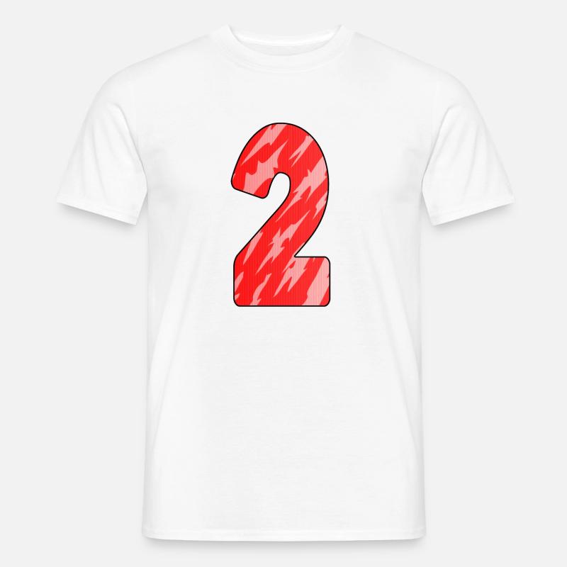 Nummer 2 Rot Muster - Männer T-Shirt - Weiß