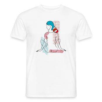 One Line Art Woman Girl - Men's T-Shirt - white - Front - AI Model Male 178 dark (178cm)