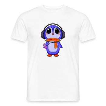 Penguin écoute de la musique - T-shirt homme - blanc - Devant - AI Model Male 178 dark (178cm)