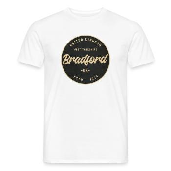 Insigne circulaire vintage Bradford - T-shirt homme - blanc - Devant - AI Model Male 178 dark (178cm)