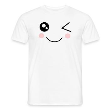 Visage Kawaii Drôle - T-shirt homme - blanc - Devant - AI Model Male 178 dark (178cm)