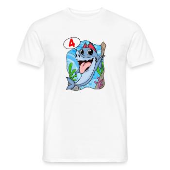 Shark Fish Shark Pirate 4 years old Boy - Men's T-Shirt - white - Front - AI Model Male 178 dark (178cm)