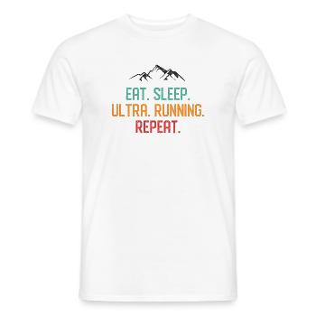 Essen. Schlafen. Ultra laufend. Wiederholen. - Männer T-Shirt - Weiß - Vorne - AI Model Male 178 dark (178cm)