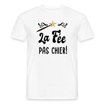 La fée pas chier! - T-shirt homme - blanc - Devant - AI Model Male 178 dark (178cm)