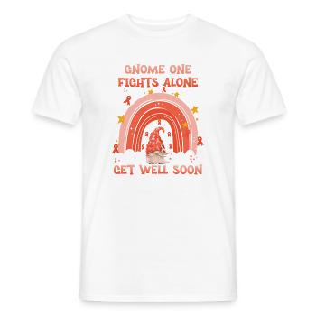 Gnome One Fights Alone Leukemia Awareness - Men's T-Shirt - white - Front - AI Model Male 178 dark (178cm)
