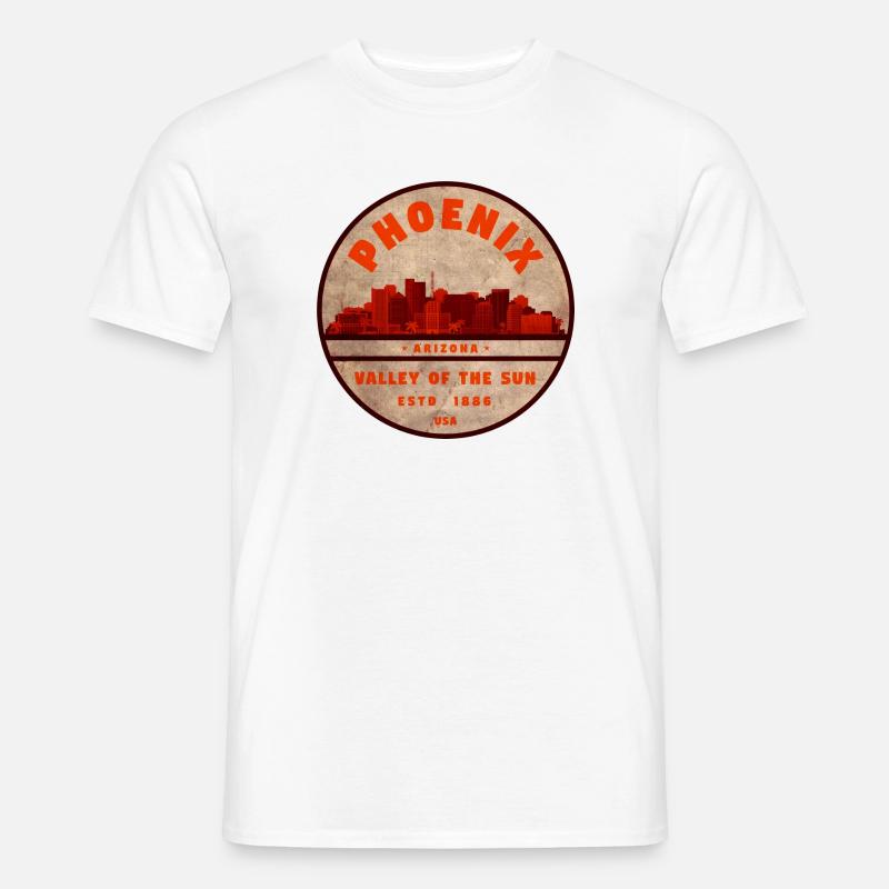 Phoenix Skyline Retro Abzeichen - Männer T-Shirt - Weiß