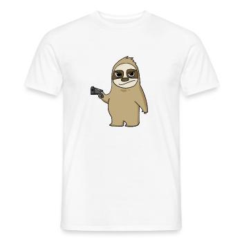 Faultier mit Pistole - Männer T-Shirt - Weiß - Vorne - AI Model Male 178 dark (178cm)