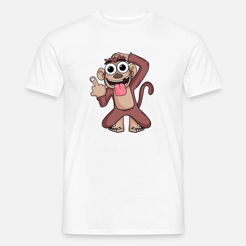 Affe, der Mittelfinger zeigt - Männer T-Shirt - Weiß