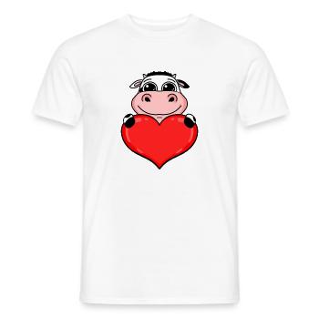 Kuh mit Herz - Liebe Romantisch - Männer T-Shirt - Weiß - Vorne - AI Model Male 178 dark (178cm)