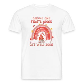 Gnome One Fights Alone Uterine Cancer - Men's T-Shirt - white - Front - AI Model Male 178 dark (178cm)