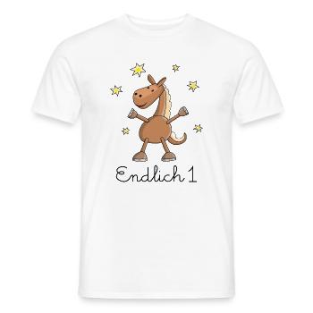 Pferd "Endlich 1." Erster Geburtstag - Männer T-Shirt - Weiß - Vorne - AI Model Male 178 dark (178cm)