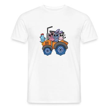 Animals on the farm with tractor - Men's T-Shirt - white - Front - AI Model Male 178 dark (178cm)