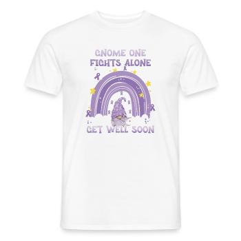 Gnome One Fights Alone Cancer Awareness - Men's T-Shirt - white - Front - AI Model Male 178 dark (178cm)