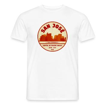 SanJose Skyline Vintage Abzeichen - Männer T-Shirt - Weiß - Vorne - AI Model Male 178 dark (178cm)