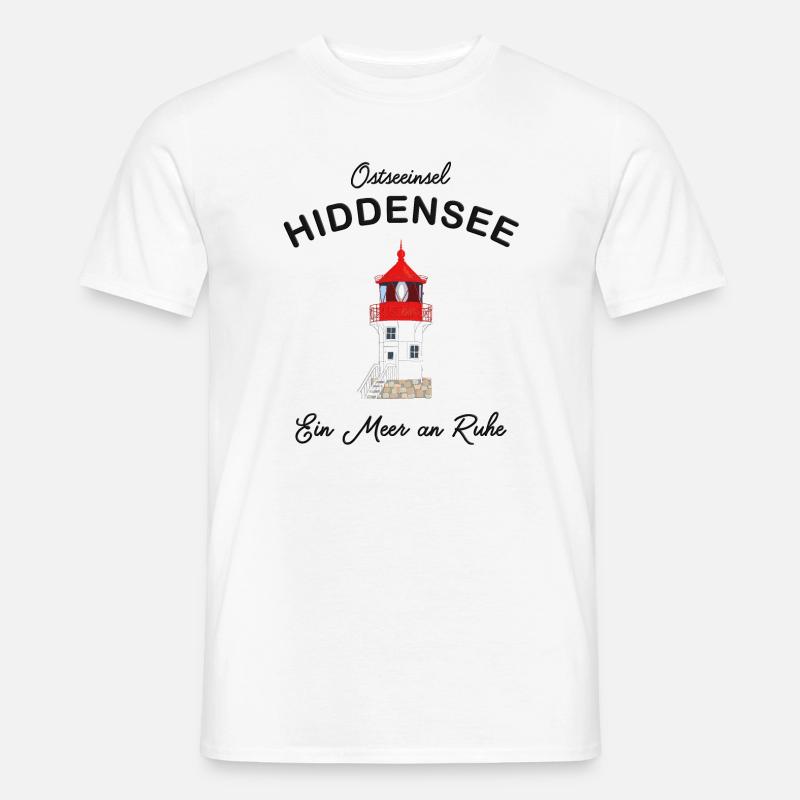 Hiddensee, ein Meer an Ruhe, Leuchtturm Gellen - Männer T-Shirt - Weiß