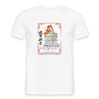 Dragon chinois ART - T-shirt homme - blanc - Devant - AI Model Male 178 dark (178cm)