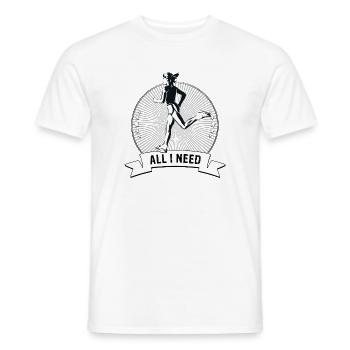 RUNNING-Emblem JOGGERIN - Männer T-Shirt - Weiß - Vorne - AI Model Male 178 dark (178cm)