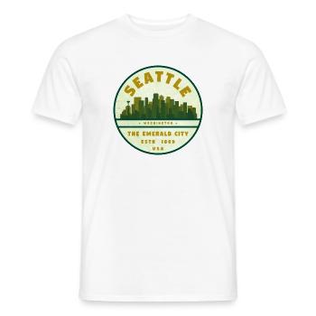 Skyline de la ville d’émeraude de Seattle - T-shirt homme - blanc - Devant - AI Model Male 178 dark (178cm)