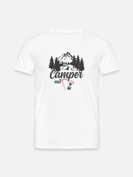 Camper mit Herz und Pfoten Hund Camping - Männer T-Shirt - Weiß