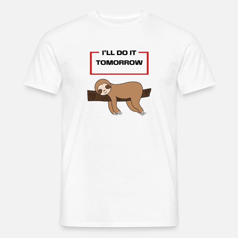 Animal Lazy Statement Hammock Sloth Sleeping - Men's T-Shirt - white