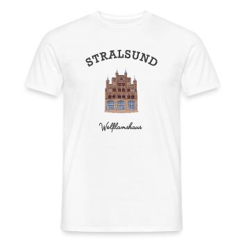 Ostsee, Stralsund, Wolflamshaus, Zeichnung - Männer T-Shirt - Weiß - Vorne - AI Model Male 178 dark (178cm)