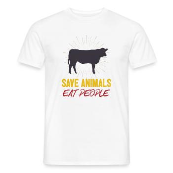 Tiere retten Menschen essen - Männer T-Shirt - Weiß - Vorne - AI Model Male 178 dark (178cm)