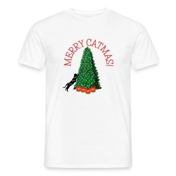 Merry Catmas! - Funny Christmas Cat - Männer T-Shirt - Weiß - Vorne - AI Model Male 178 dark (178cm)