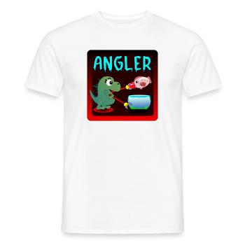 ANGLER - DINOSAURIER KINDER ANGELN - Männer T-Shirt - Weiß - Vorne - AI Model Male 178 dark (178cm)