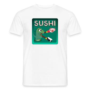 LUSTIGE SUSHI MAKI GESCHENKE - ESSEN DINOSAURIER - Männer T-Shirt - Weiß - Vorne - AI Model Male 178 dark (178cm)
